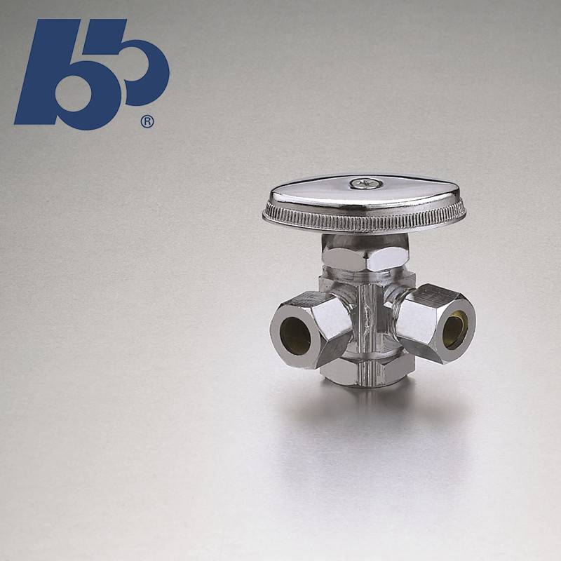 Lead Free Brass Chrome Plated Double Water Outlet Triangle Valve Copper One Inlet And Two Outlet Shut-off Valve